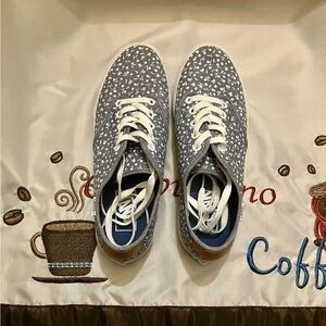 Vans Blue and White Floral Sneakers